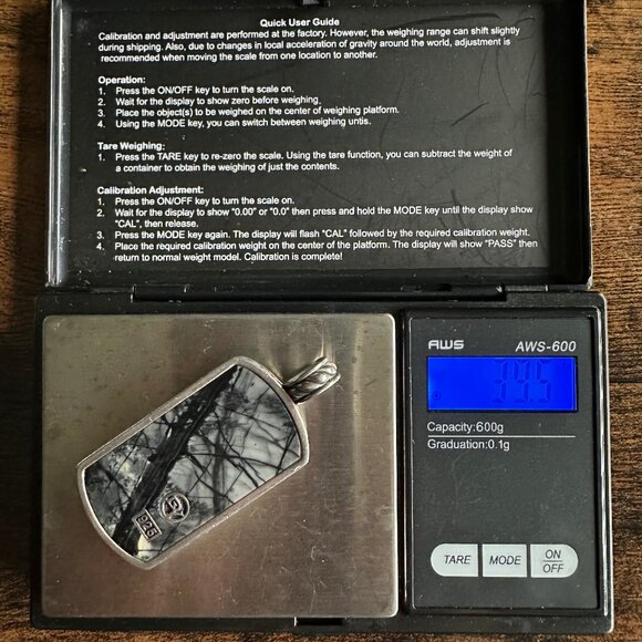 David Yurman XL XLarge Picasso Jasper Dog Tag Pendant - RARE - Picture 15 of 15